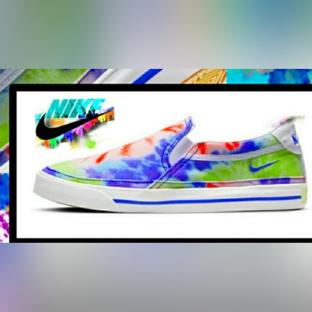 Nike Women's Court Legacy Print Slip On Shoes Tie Dye